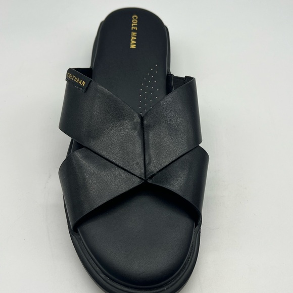 Cole Haan - Grandpro Rally Criss Cross Slide Black Leather Sandal Size 9 - Picture 4 of 15